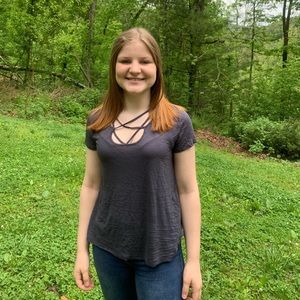 Cute tee with cross front